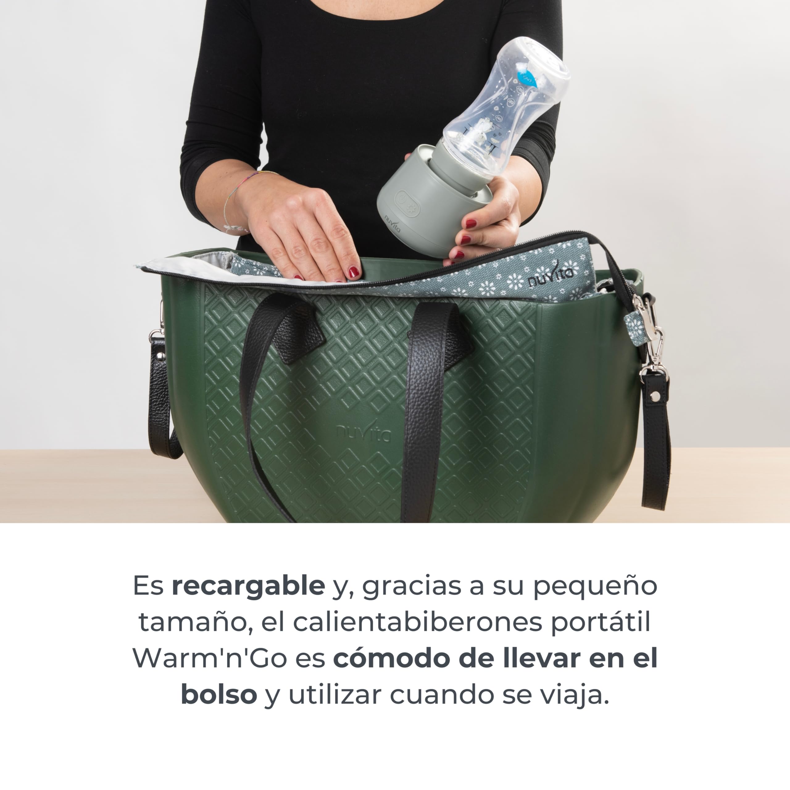 Nuvita 1162 Calientabiberones portátil universal Warm'n'Go con USB - Calentamiento rápido, 4 ajustes de temperatura, fácil de transportar con cierre hermético, calienta hasta 8 biberones