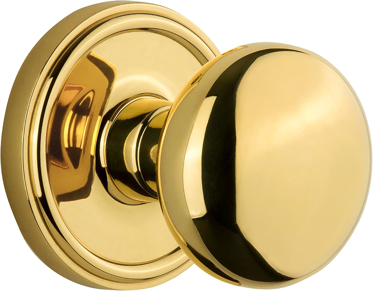 Grandeur Georgetown Rosette with Fifth Avenue Knob, Single Dummy, Polished Brass