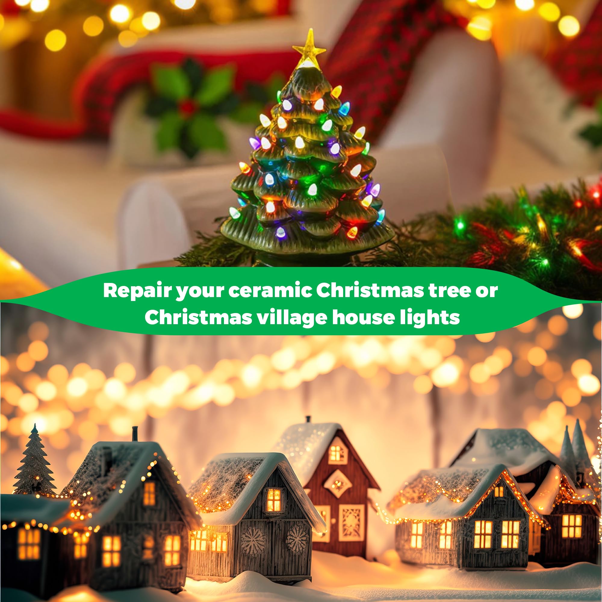 Meonum Christmas Tree Wiring Kit, 4 Pack 4 Watt LED Bulb, 2 Pack