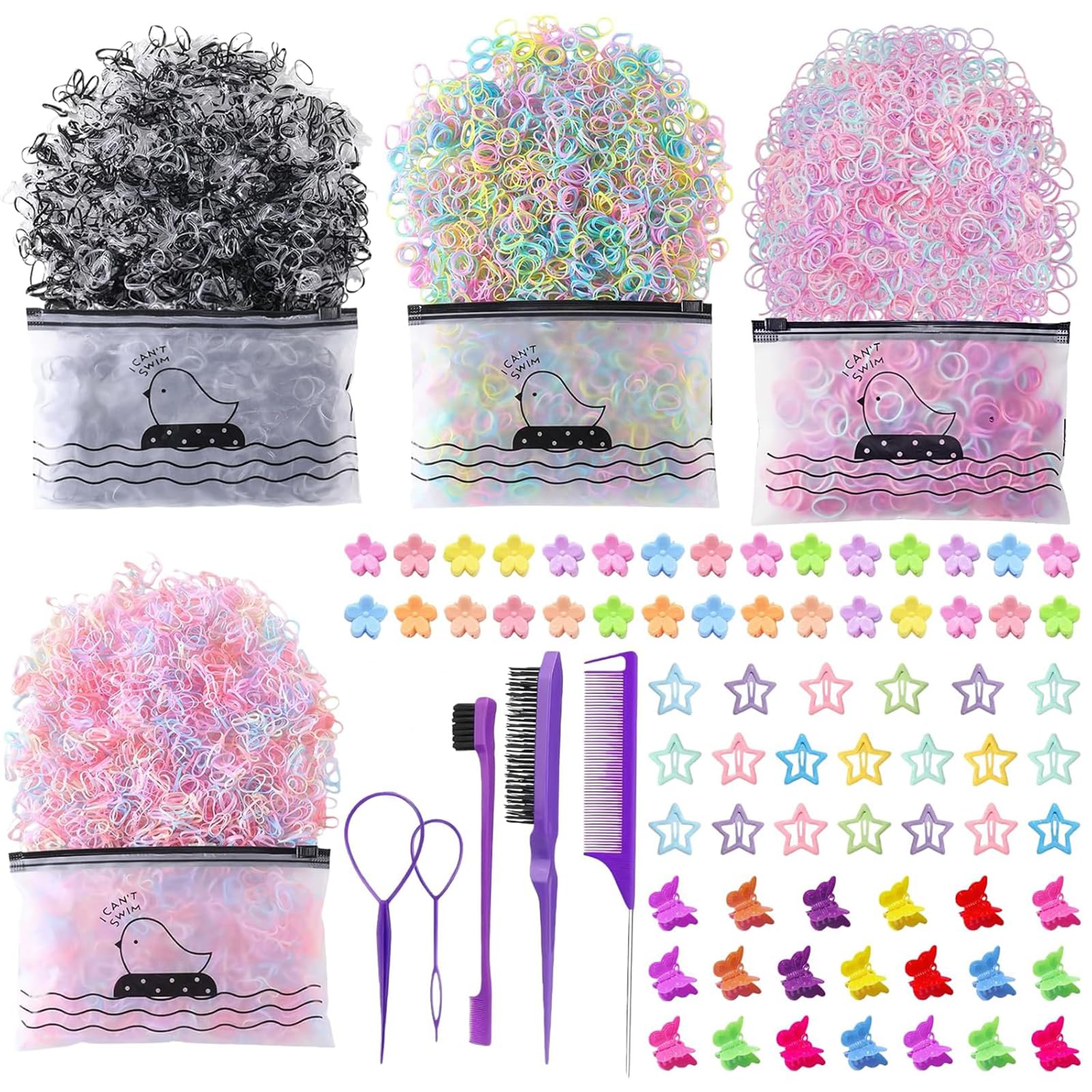 Glamoreal 2075-Piece Hair Accessories Set for Girls – Hair Elastics, Ponytail Bands for Toddlers, Hair Clips with Mini Clips and Elastic Bands