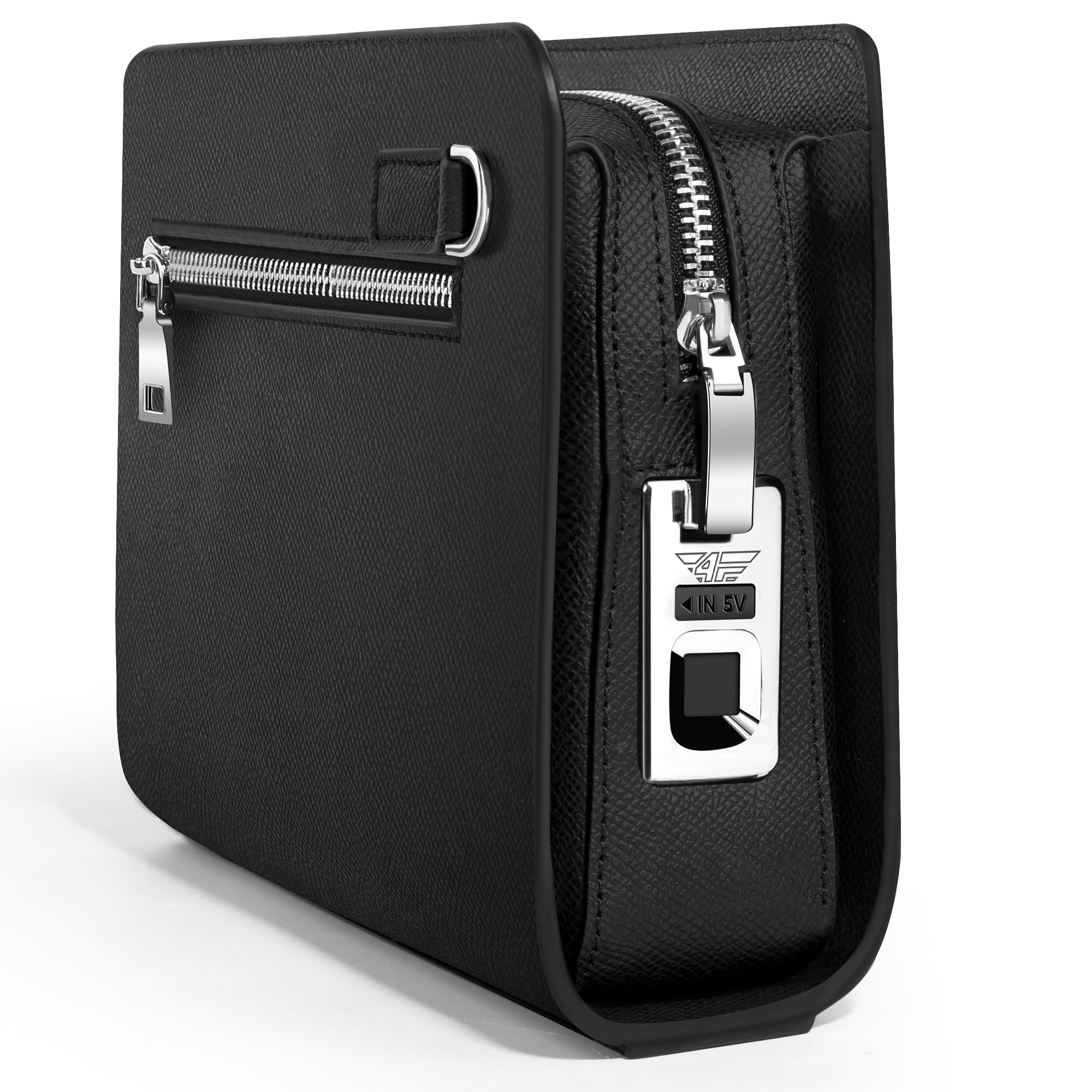 Bolso de mano para hombre con cerradura de huellas dactilares y rastreador inteligente compatible con Apple ¿Dónde está? APP, funda de muñeca de seguridad de piel para hombre, embrague con
