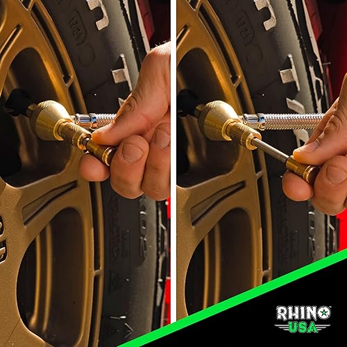 Miniatura 6 de Rhino USA Desinfladores rápidos de neumáticos con calibre (0-60 psi) herramienta automática y ajustable de aire para neumáticos, esfera brillante