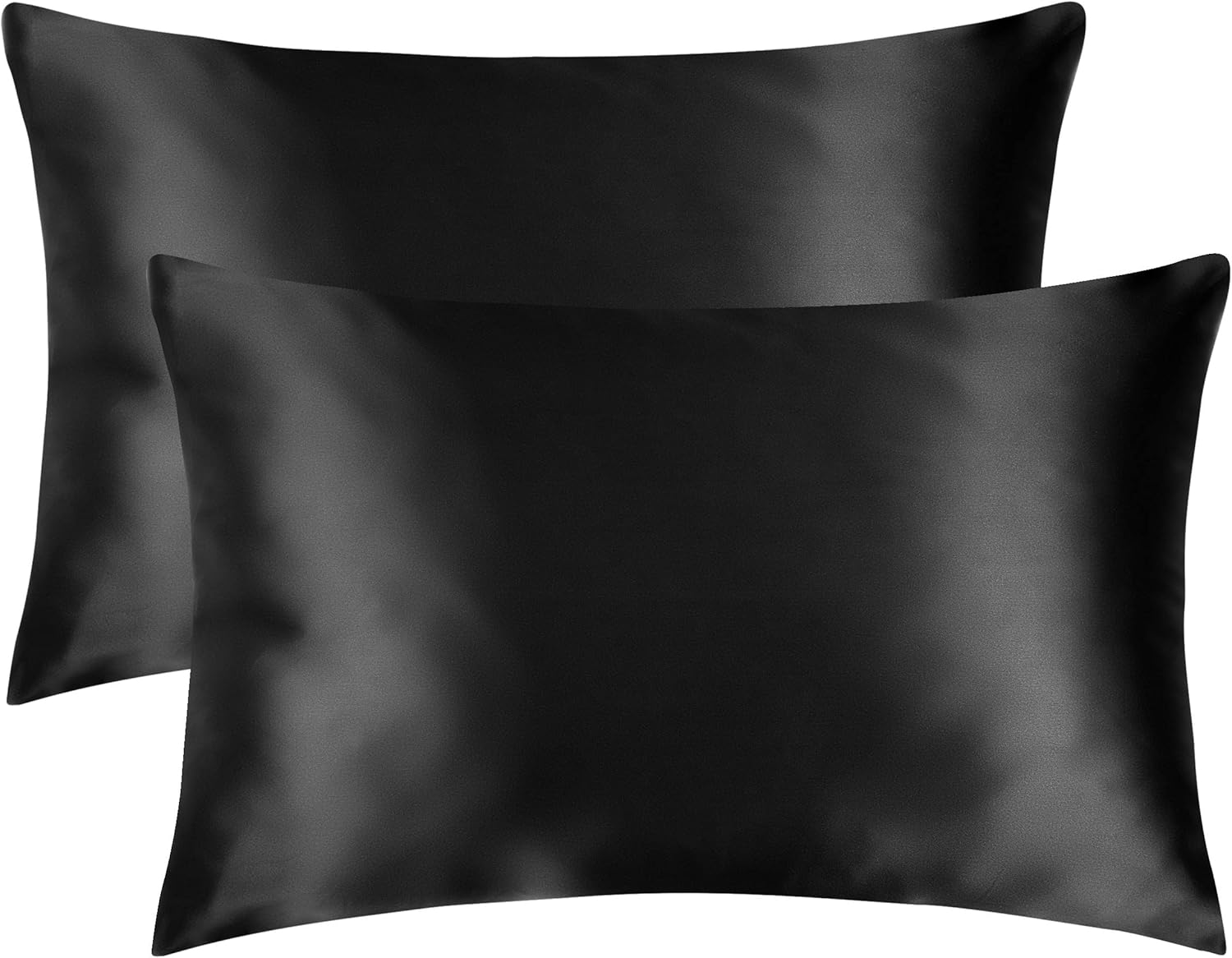 Satin Pillow Case Standard 2 Pack Black Pillowcase for Hair and Skin