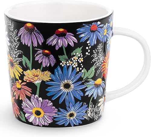 Vera Bradley Taza de café, bonita taza de cerámica con capacidad para 12 onzas, apta para lavavajillas y microondas, Kingbird Plaid