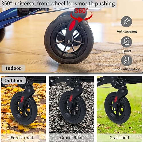 Miniatura 4 de Andador con ruedas para personas mayores y adultos, andador todo terreno con asiento, andador ligero y plegable de aluminio.