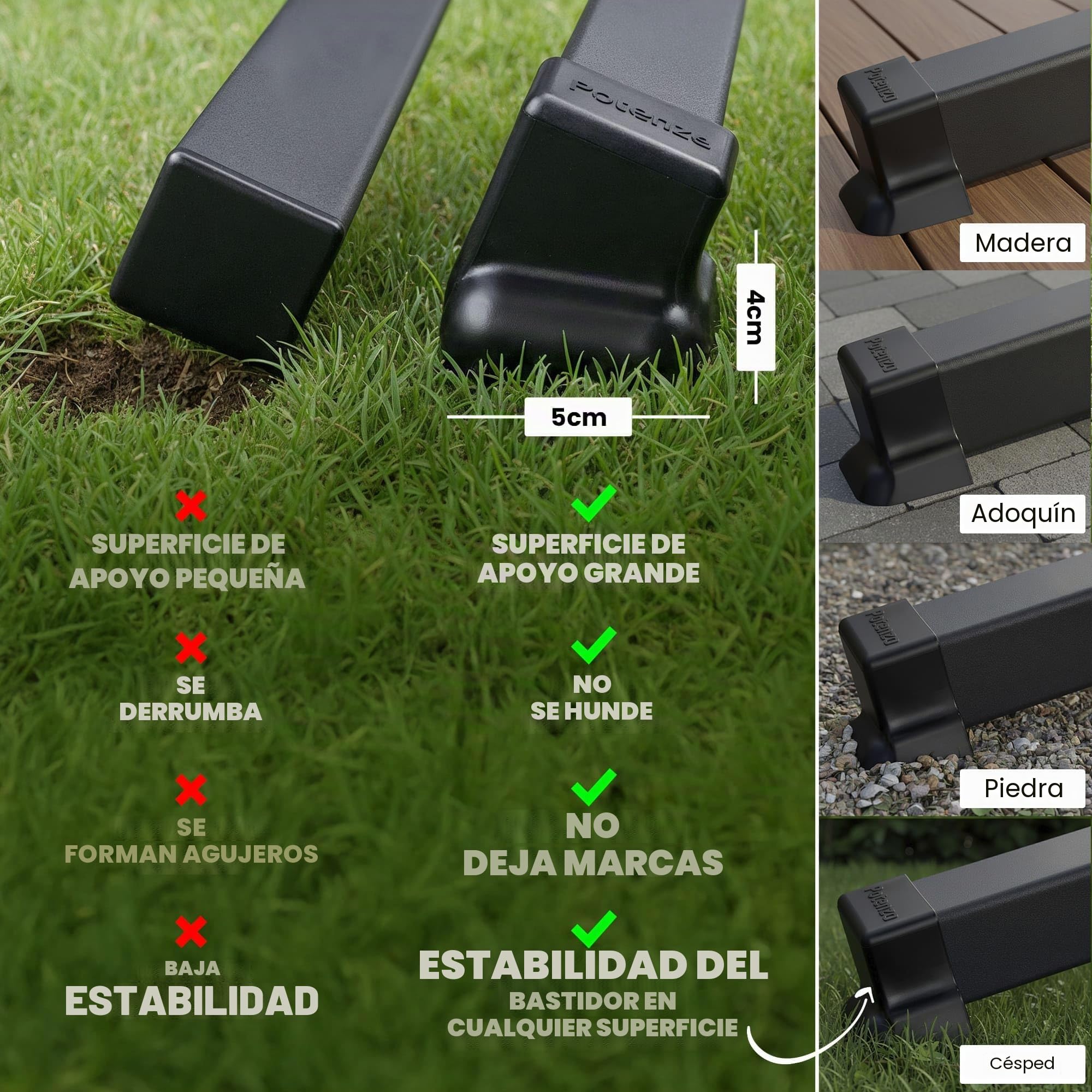 Potenza Hamaca con Estructura I Marco Estable 200kg - 250cm Balcón I Hamaca 200x120cm I Interior Exterior Jardín Piscina Terraza Acero (Estructura Básica Grafito, Ecru)