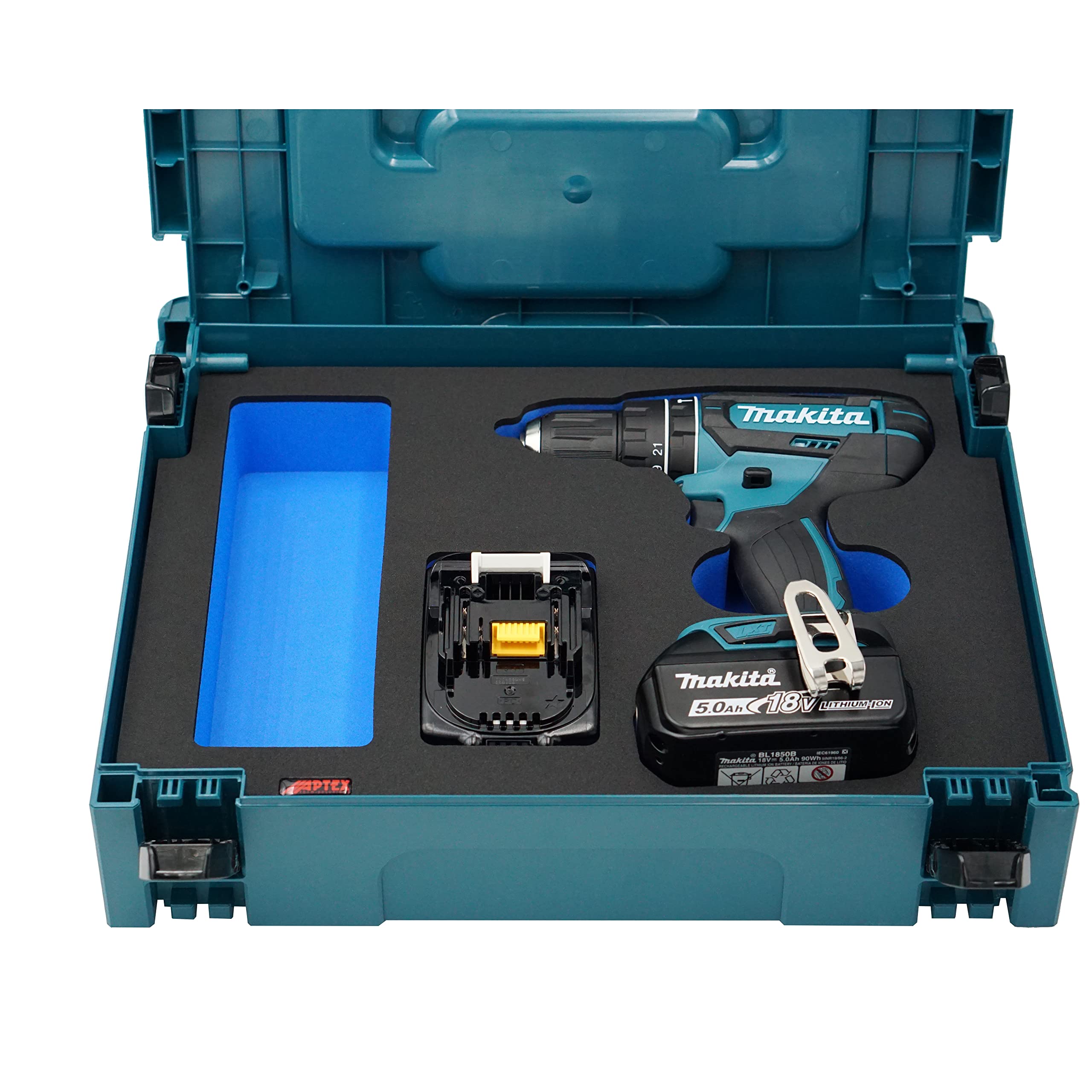 APTEX Schaumeinlage für Makita DHP 482 Akku-Schlagbohrschrauber – Polstereinlage & Schaumstoffpolsterung für MakPac Gr. 1‑2 und Makita Zubehör