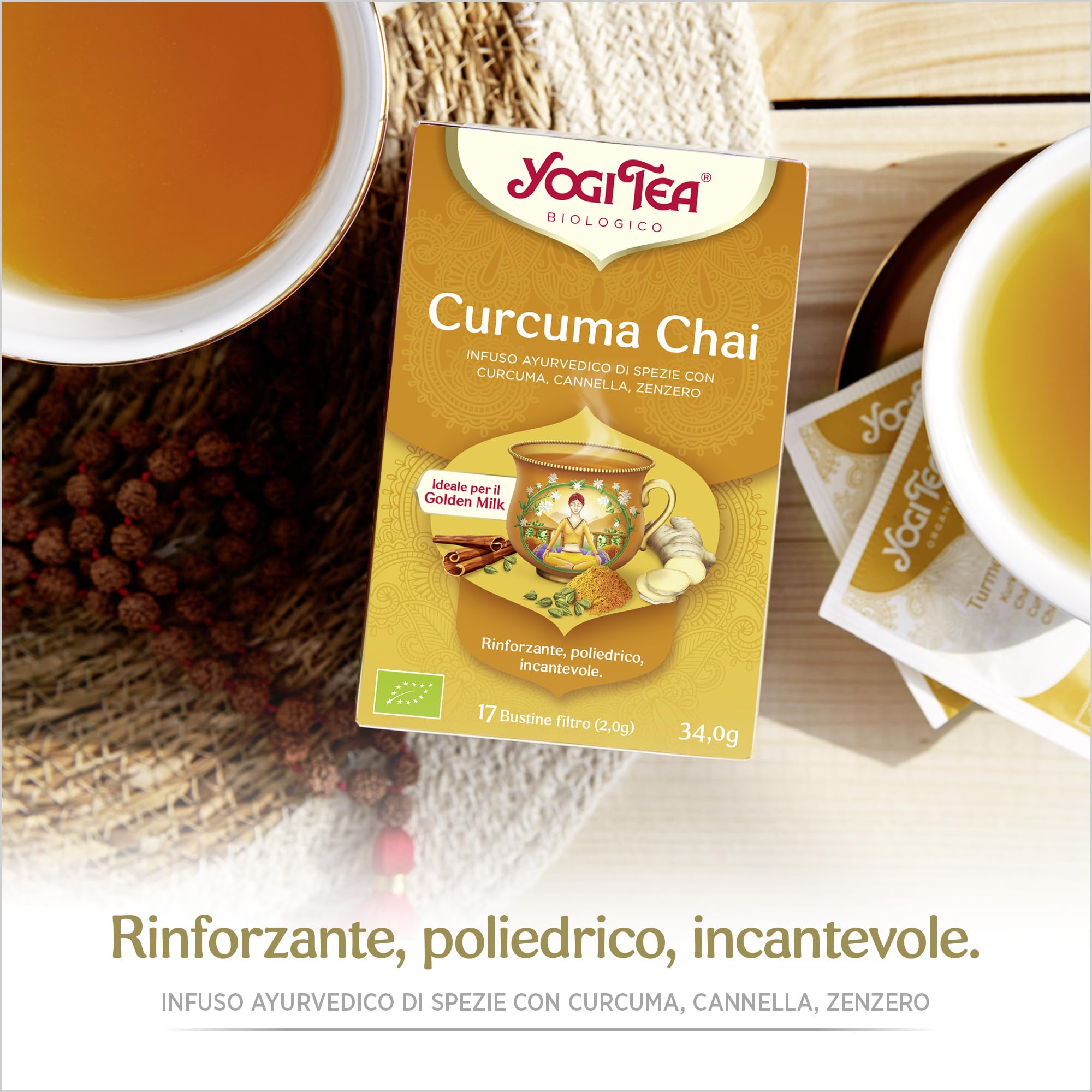 Yogi Tea, Té, Chai Cúrcuma Bio, Infusión Ayurvédica, Mezcla de Cúrcuma, Canela y Jengibre - Pack de 6x17 bolsitas (102 bolsitas en total)