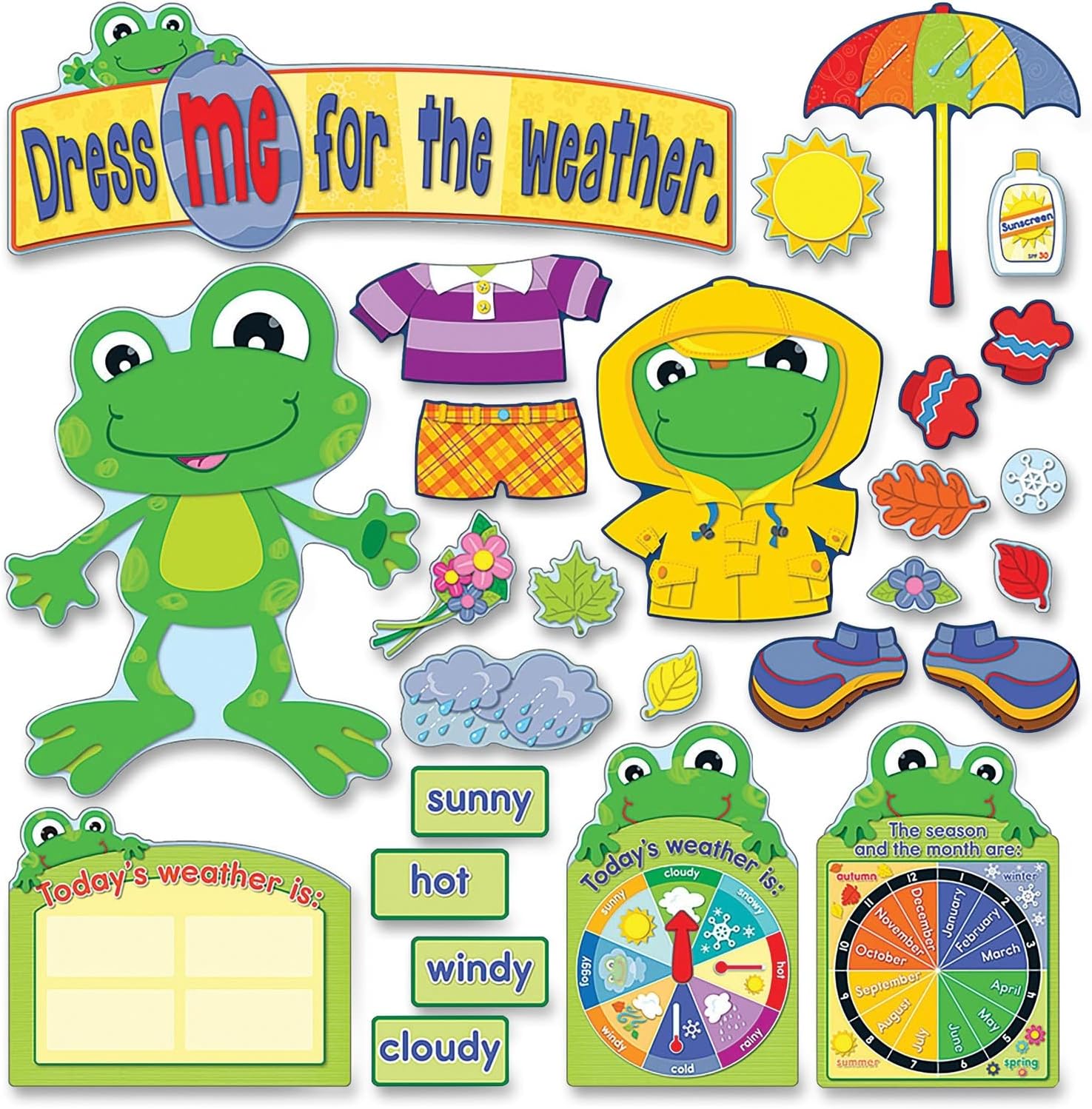 Carson Dellosa 82pc Funky Frog Weather Bulletin Board Set