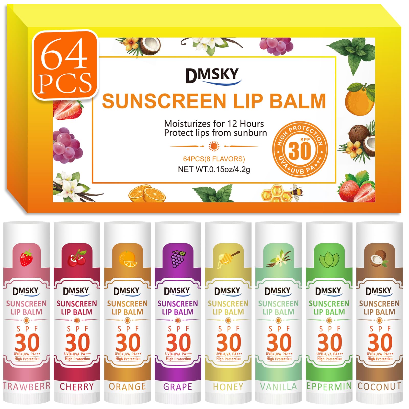 DMSKY SPF 30 Lip Balm with Vitamin E & Coconut Oil