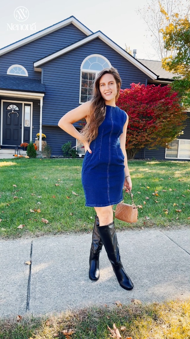 Amazon.com: NENONA Women's 2025 Sleeveless Crew Neck Denim Dress Stretchy  Mini Jean Dresses,Black,S : Clothing, Shoes & Jewelry