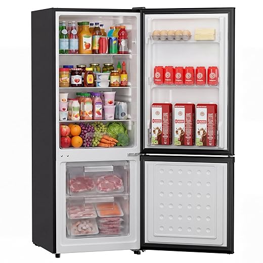 Upstreman 7.1 Cu.Ft Refrigerator with Bottom Freezer, Apartment Fridge with Freezer, Energy-efficient, Large Capacity, Adjustable Thermostat, Refrigerator for Apartment, Kitchen, Dorm(BM71)