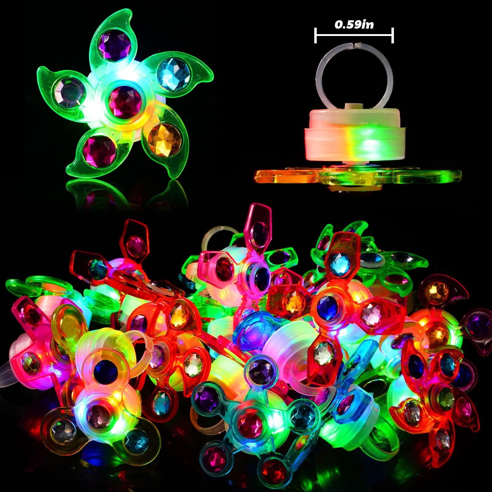 Anelli Luminosi LED 24 Pezzi - Articoli per Feste per Bambini, Premi Luminosi, Gadget da Festa, Laurea, Compleanno - Riempitivi per Borse, Regali