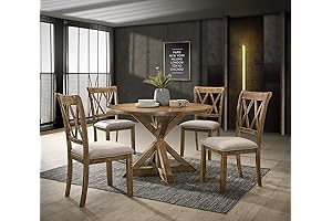 Solid Wood Modern 48" Round Dining Table for 4 to 6