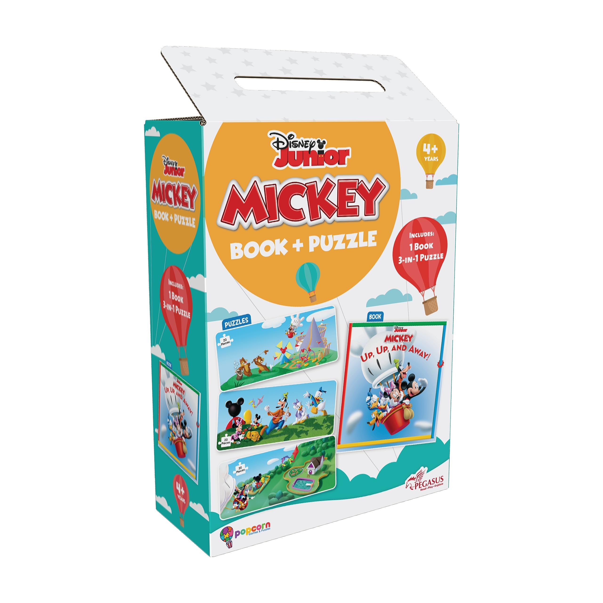 Disney Junior Mickey Book & Puzzles for Kids 4 Years and Above | Up,Up, and Away | 1 Book & 60 Piece Puzzles