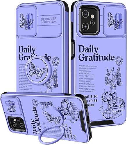 Funda 2 en 1 para Moto G Power 5G 2023 para mujeres, diseño de mariposas y niñas, diseño floral, bonito diseño morado estético con cubierta de