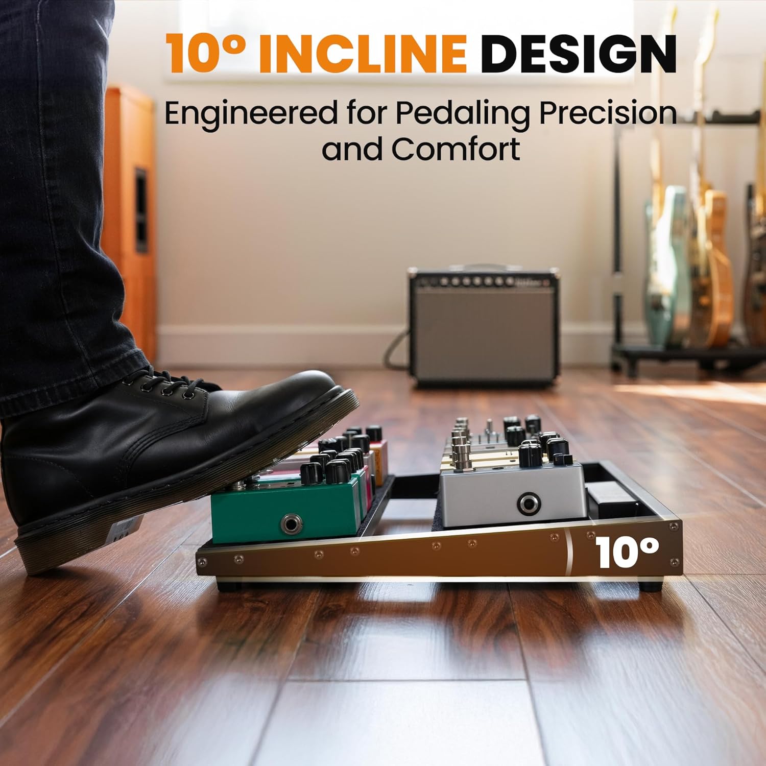 CAHAYA Guitar Pedal Board Portable - Pedal Board Built-in Power Supply Lightweight Aluminum Alloy Guitar Effect Pedalboard with DC Cables USB Output Carry Bag and Power Adapter 19" x 12" 4.6lbs