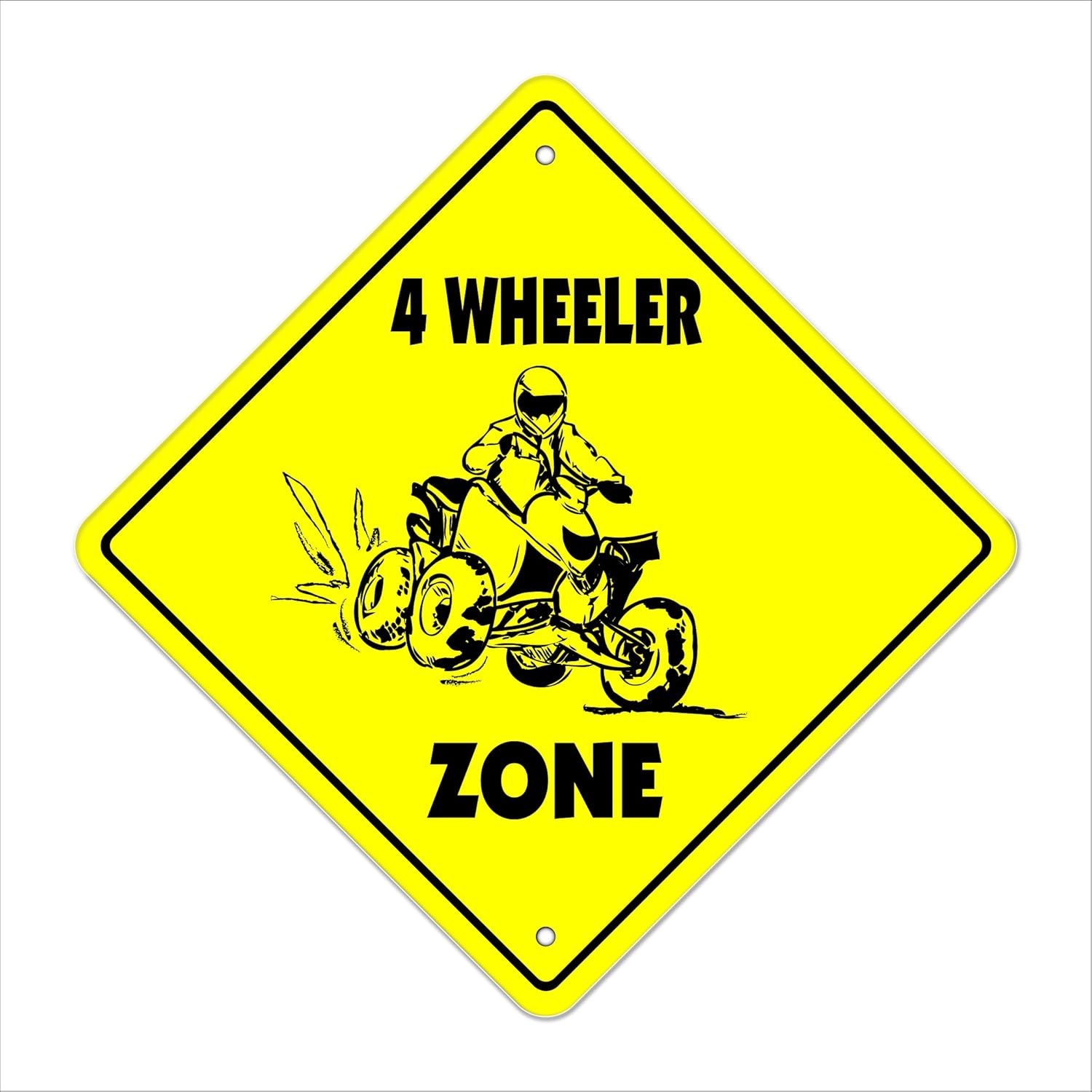 4 Wheeler Crossing Sign Zone Xing | Indoor/Outdoor | 20" Tall Monster Truck mud ATV Wheeling All Terrain