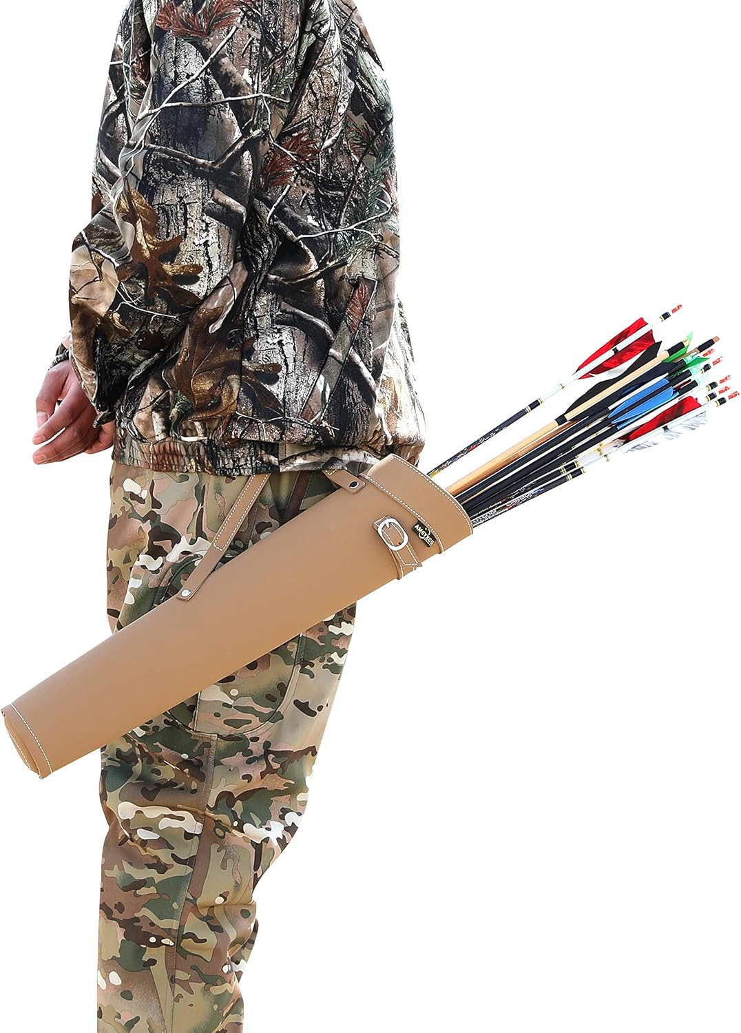 Leather Arrow Quiver for Recurve Bow Compound Bow Traditional Side Hip Quiver Bag with Adjustable Buckle for Bow Hunting and Target Practicing