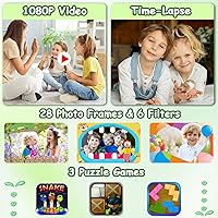 Vista 3 de DEKER Cámara impermeable para niños, regalos de cumpleaños de Navidad para niños y niñas de 3 a 12 años, mini videocámara digital HD de viaje