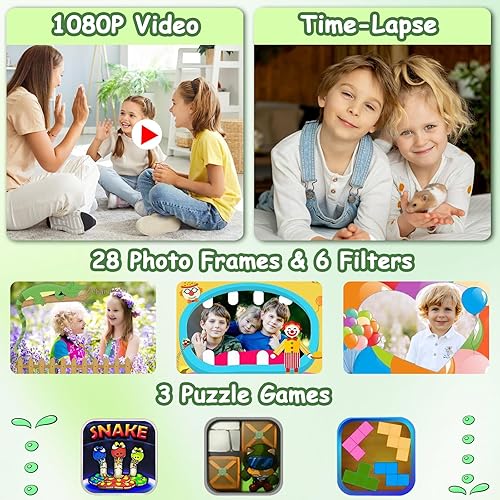 Miniatura 3 de DEKER Cámara impermeable para niños, regalos de cumpleaños de Navidad para niños y niñas de 3 a 12 años, mini videocámara digital HD de viaje