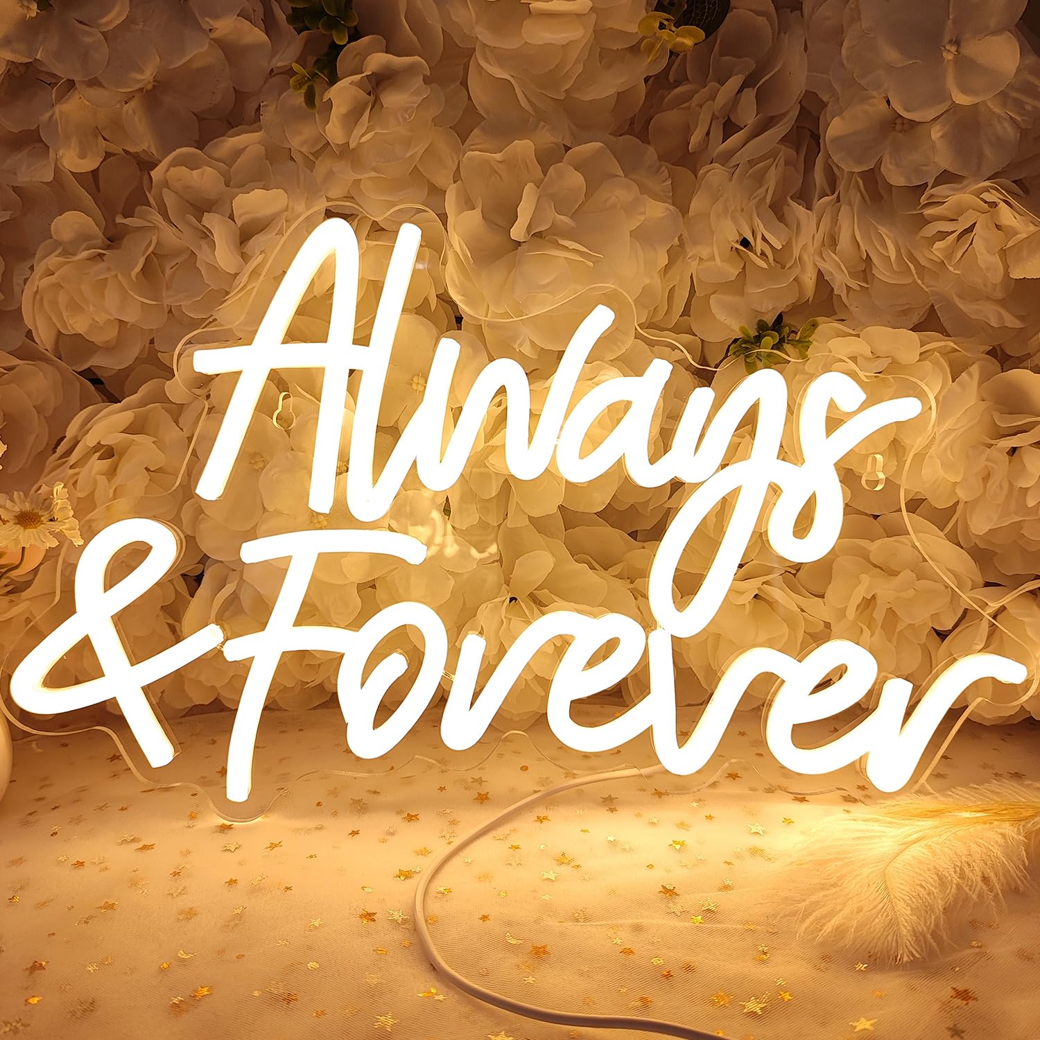 Planzo Always & Forever Led Neon Sign Light Wedding Birthday Party Backdrop Wall Decor Hanging Sign Bedroom Propose Anniversary Christmas Gifts 15.7”L X 9.4” USB Warm