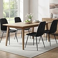 VASAGLE Set of 4 Modern Dining Chairs, Ink Black PU Leather, Steel Frame 265lb Capacity, Ergonomic Kitchen Seating UKDC188B01V1