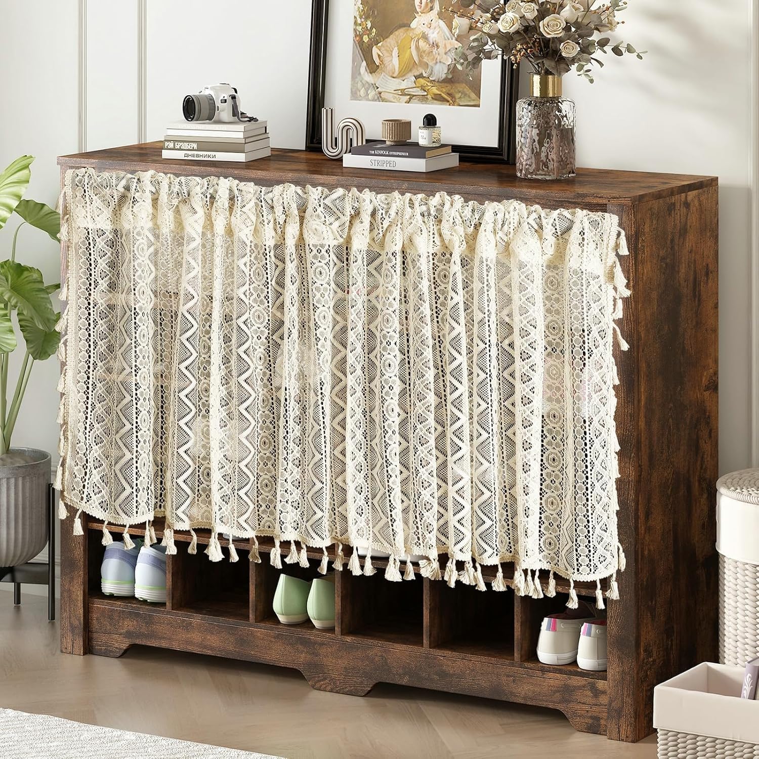 Halbtransparente Scheibengardinen für Landhausstil – Vorhän für Regal Schrank Küche Wohnwan & Schlafzimmer – e Wohnaccessoires für Wohnzimmer