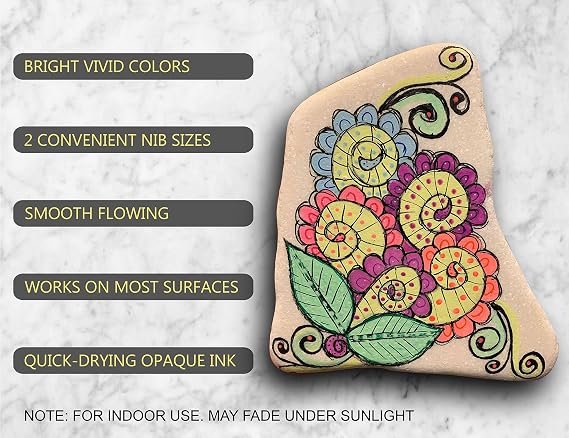 TOOLI-ART Acrylic Paint Markers Paint Pens Special Colors Set Extra Fine And Medium Tip Combo For Rock Painting, Canvas, Fabric, Glass, Mugs, Wood, Ceramics, Plastic, Multi-Surface. Non Toxic, (NEON)