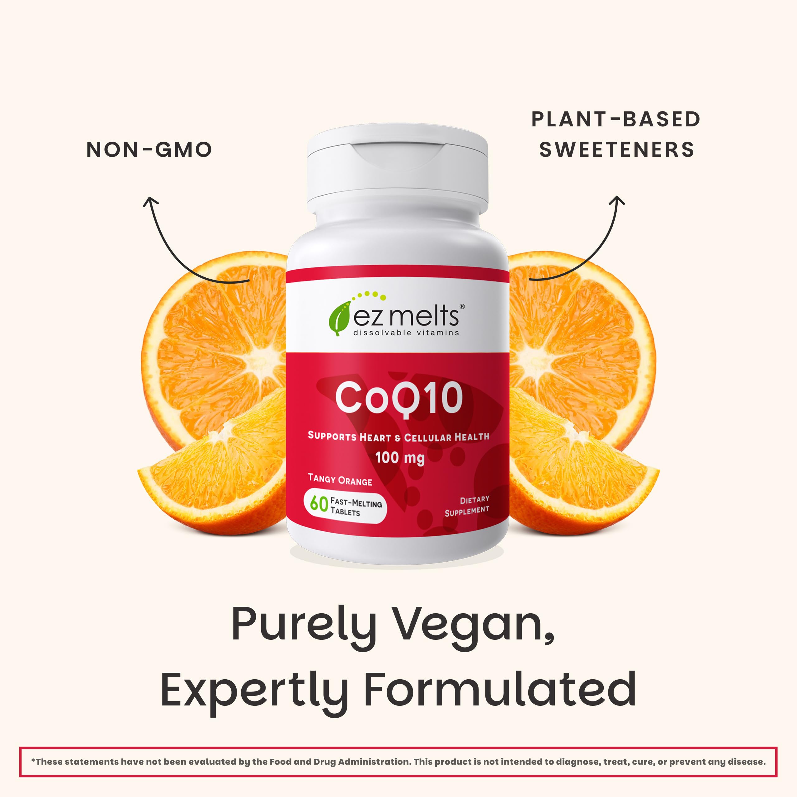 EZ Melts Dissolvable Coq10 100 mg, 60 Tablets (60 Servings), Tangy Orange — Amazon image 6
