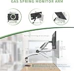 SHOPPINGALL Ressort à gaz simple entièrement réglable LCD Moniteur Support de montage de bureau avec bras pivotant pour moniteur 15"-32", les deux types de pince de bureau et de montage Grommet dans la boîte - SA-GM112D-White