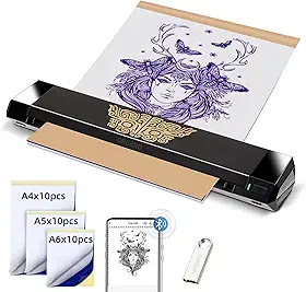 ORGBRO Impressora de estêncil de tatuagem, impressora térmica de transferência de tatuagem X8 com 30 peças de papel de transferência, máquina de tatuagem sem fio A4/A5/A6 3 em 1 para tatuadores e