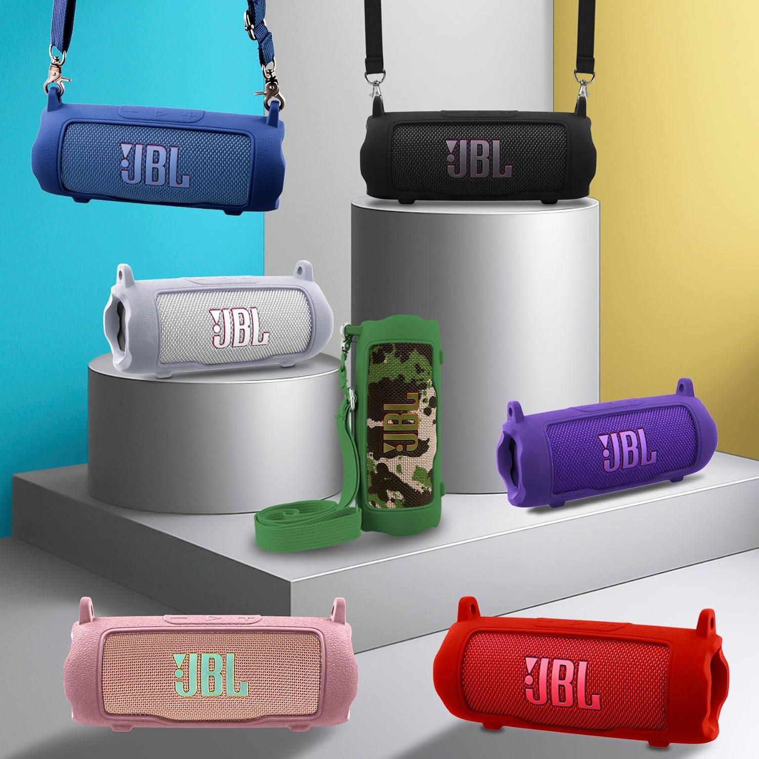 co2CREA Silicone Case for JBL Flip 7 Portable Waterproof Speaker, Portable Travel Soft Cover with Shoulder Strap, Protective Skin Case (Pink Case Only) - Image 9