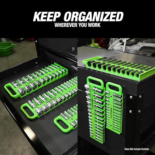 Miniatura 7 de OEMTOOLS 23127 Bandeja organizadora magnética portátil de enchufes, paquete de 3, 14 pulgadas, 38 pulgadas y 12 pulgadas, organizadores para caja de