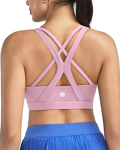 Miniatura 8 de RUNNING GIRL Brasier deportivo para mujer de alto soporte, espalda cruzada acolchada, brasier deportivo con tirantes delgados, brasier de yoga con
