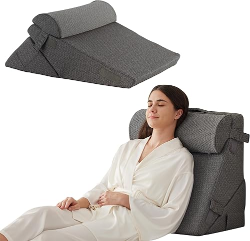 Bedluxe - Juego de 3 almohadas ortopédicas de cuña, triangular, plegable, de 9 y 12 pulgadas, para cama, posoperatorio de espalda, piernas y