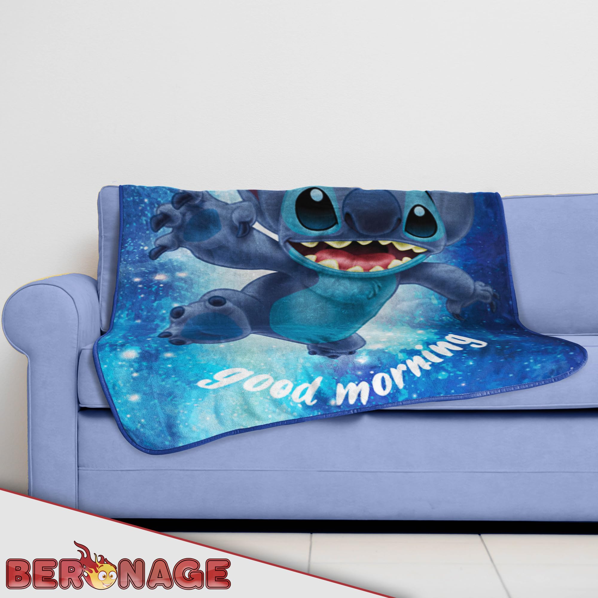 BERONAGE Disney Lilo & Stitch Out of The World - Coperta morbida in 100% poliestere, 150 x 200 cm, in flanella, per bambini, adulti, motivo: anime