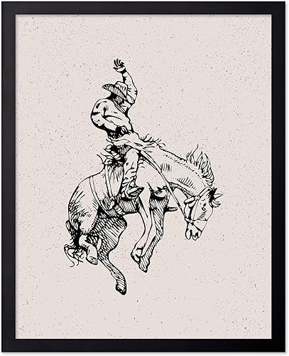 Miniatura 90 de Poster Master Póster de Rodeo marrón – Estampado retro de vaquero sobre caballo – Arte de vaquero – Arte occidental – Arte del salvaje oeste –