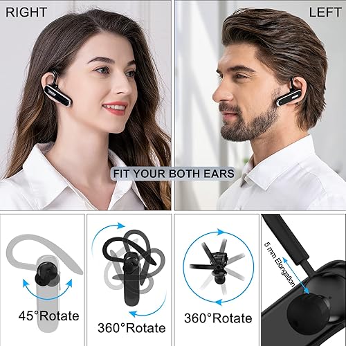 Miniatura 4 de Jinreoo Auricular Bluetooth, V5.1 Auricular inalámbrico ultraligero manos libres con estuche de carga de batería, 96 horas de tiempo de