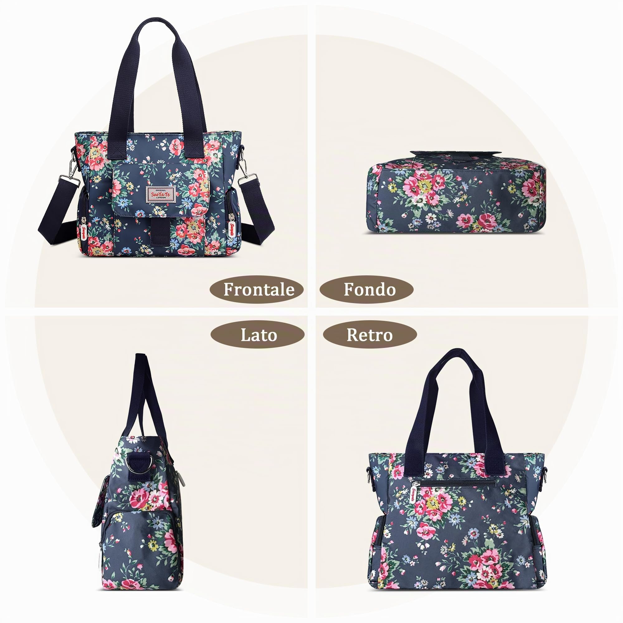 Borsa a Mano Donna Borsa Tracolla Stampa di Moda Borsetta Grande Borse a Spalla Impermeabile Casuale Borsa Viaggio con Più Tasche