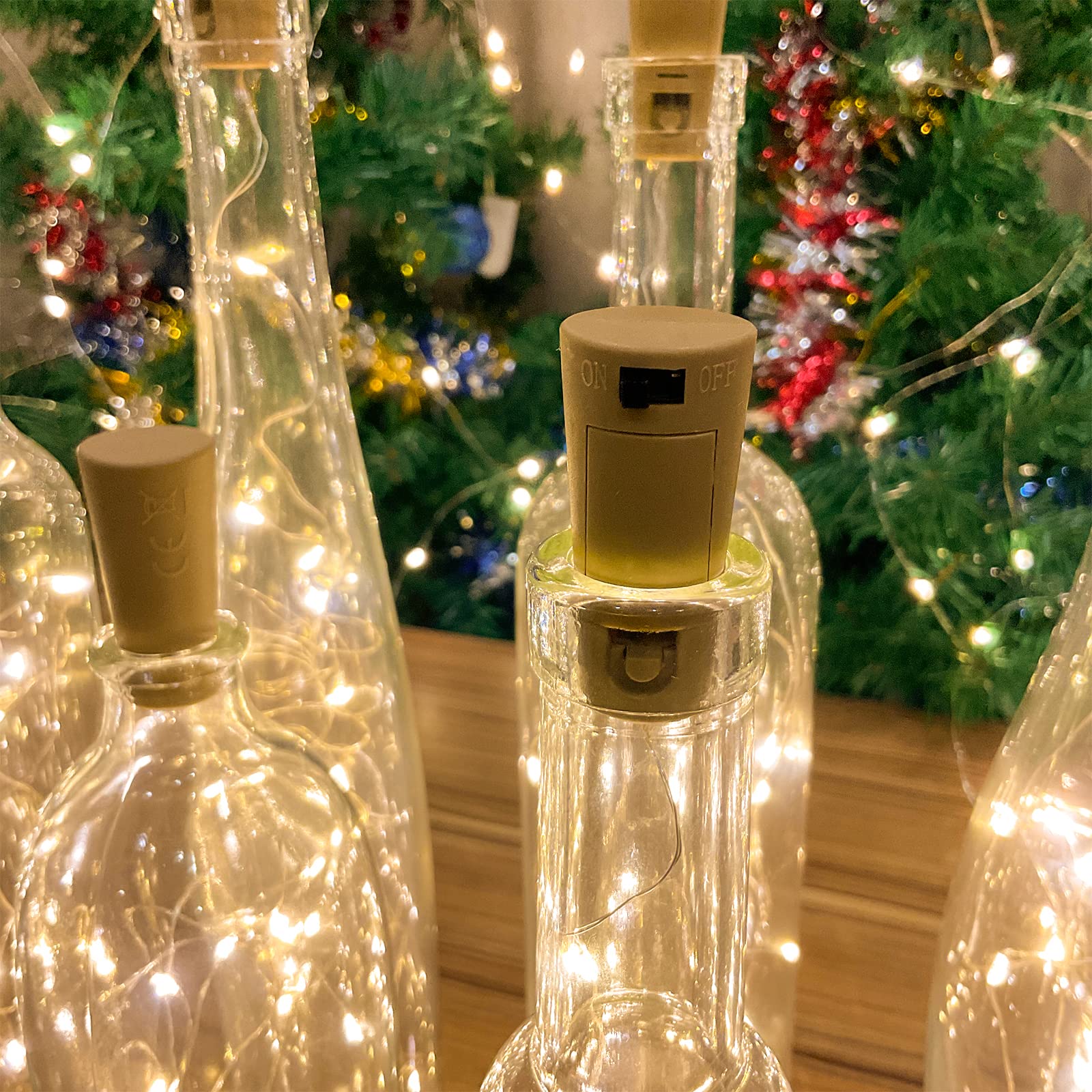 Etinga Confezione da 30 mini luci a forma di bottiglia di vino con sughero, 20 LED, 1,8 m, per barattoli fai da te, Halloween, Natale, decorazioni per feste, matrimoni (confezione da 30, bianco caldo)