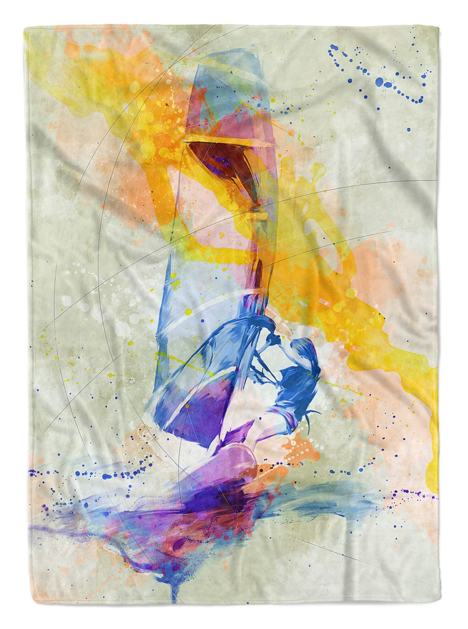 SplashArt Sport Handtuch Strandhandtuch Saunatuch Kuscheldecke Kunstvoll Windsurfer Sport Größe 180 x 130 cm (Tagesdecke - Sherpa Flies)
