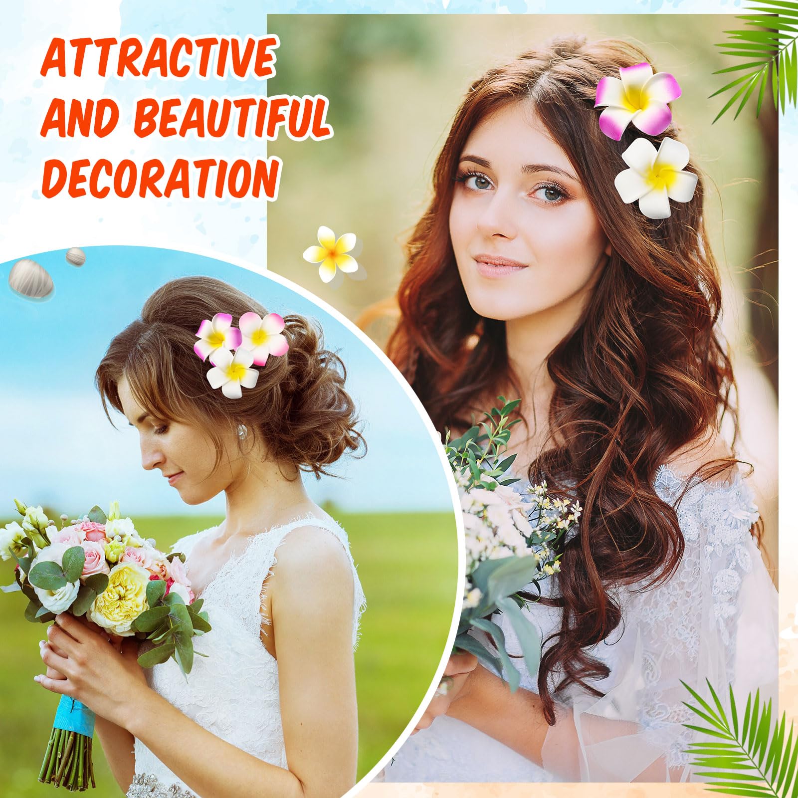 Amazon.com : Geosar 100 Pcs Plumeria Hair Clip Hawaiian Foam 