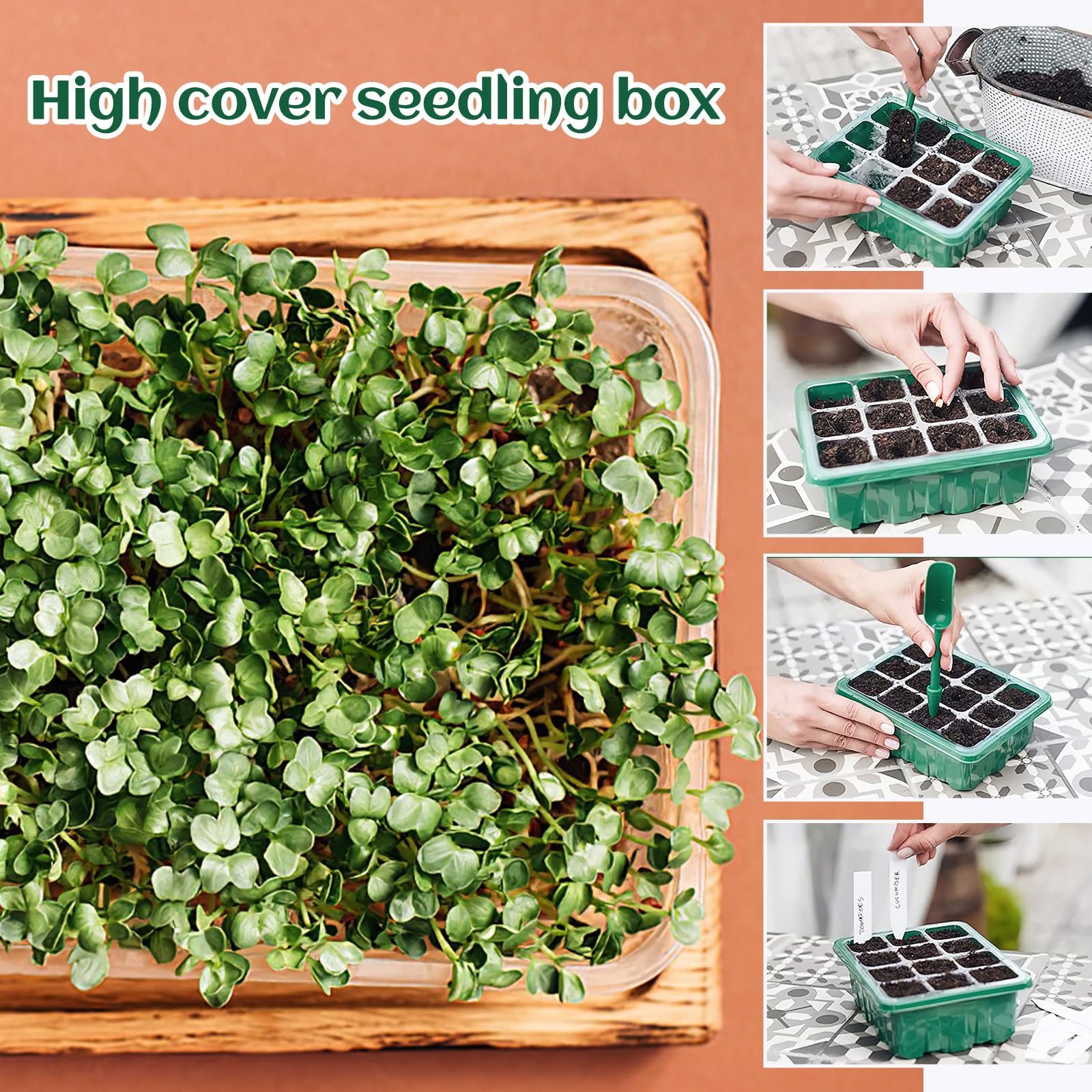 ZoneYan Vassoi per Semi 72 Celle Propagator Growing, Mini Serra per Piantine con Cupole Ventilate per Semina Germinazione di Piante in Crescita