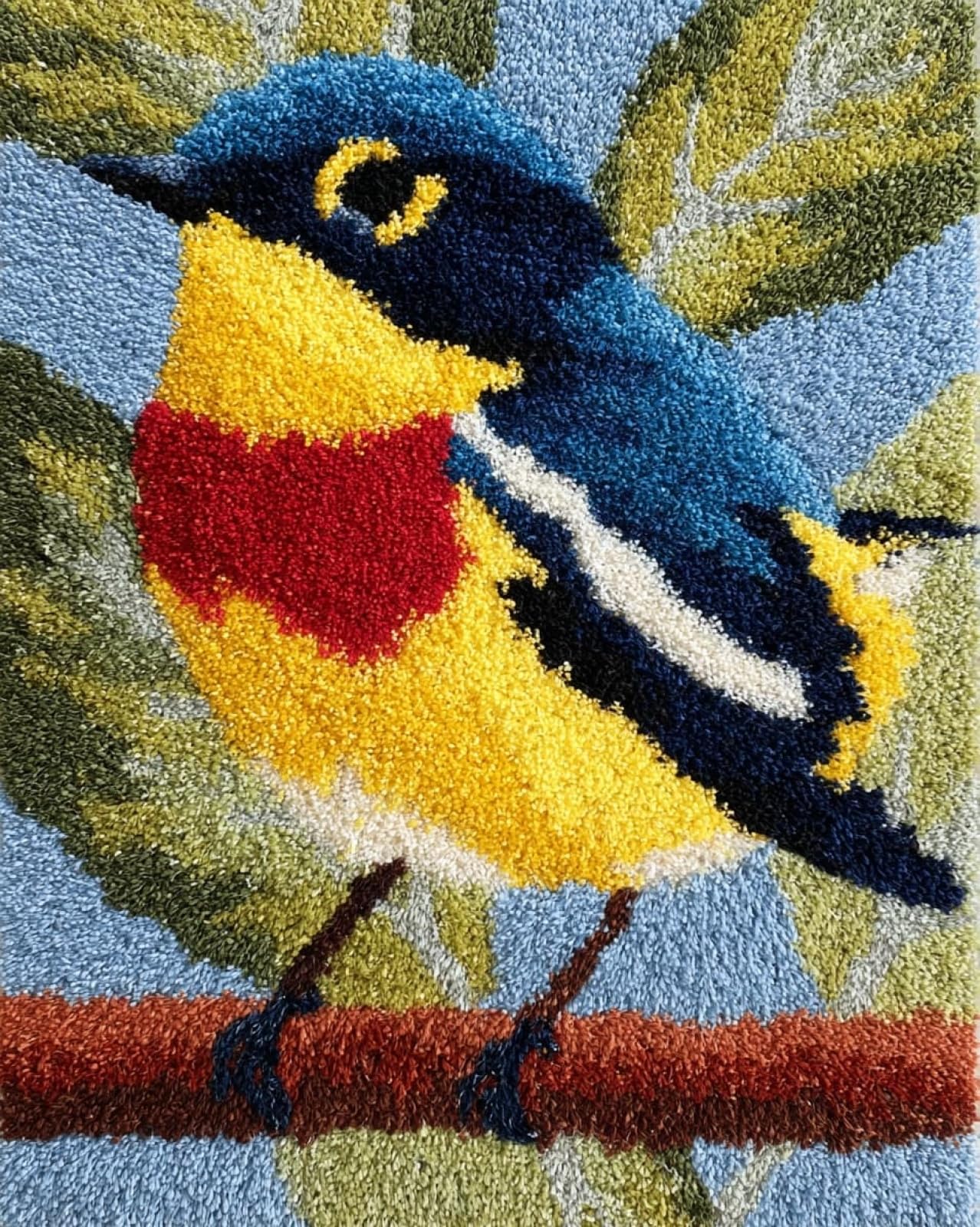 Wallphantom Latch Hook Rug Kits for Adults,Oriole,DIY Crochet Yarn Carpet Embroidery Rug Kit,Latch Hook 3D Craft for Home Decor Festival Gift,52x38cm