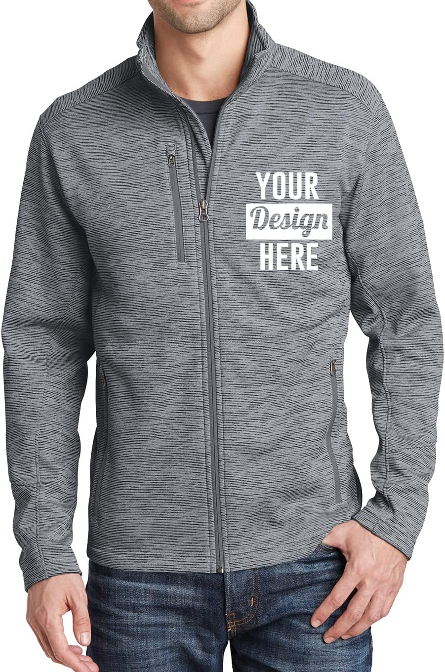 INK STITCH Men F231 Deisgn Your Own Custom Stitching Logo Texts Digi Stripe Fleece Jackets