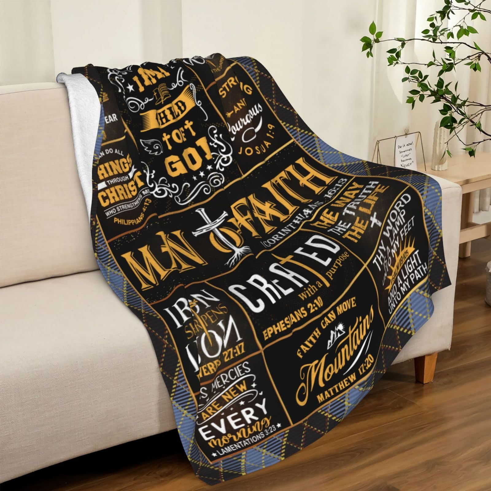 Fathers Day Christian Gifts for Men Blanket 60"x50", Religious Inspirational Spiritual Gifts for Men, Gift's for Christian Man, Pastor/Faith Based/Catholic/Bible Verse/Baptism Gift for Boys