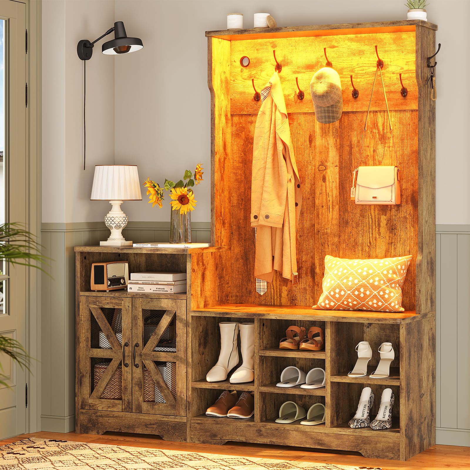 Amazon.com: Itaar Hall Tree with Bench and Shoe Storage, Entryway