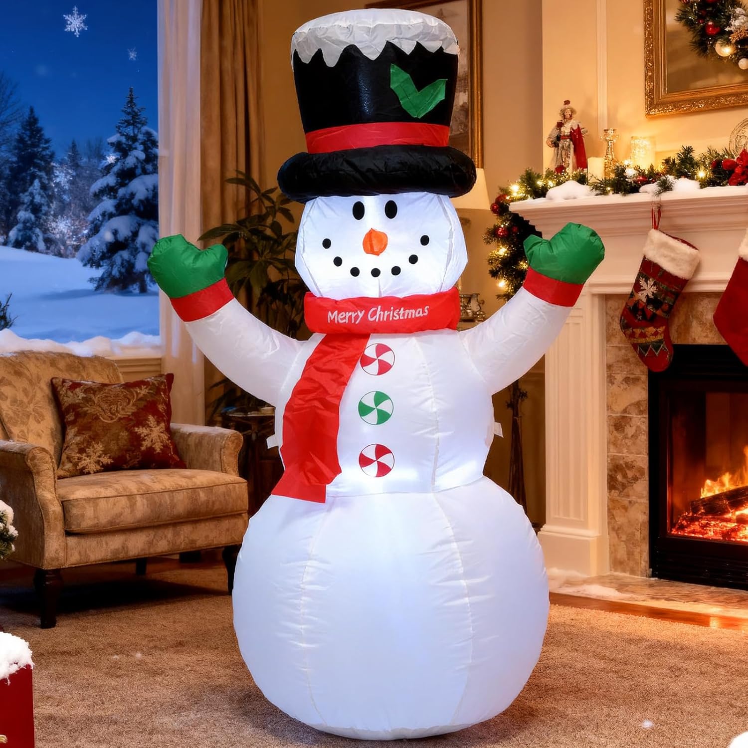 4 FT Christmas Snowman Inflatables Christmas Blow up Snow Man Decoration with LED Lights Indoor Outdoor Winter Outside Holiday Party Patio Garden Lawn Decor - Image 6