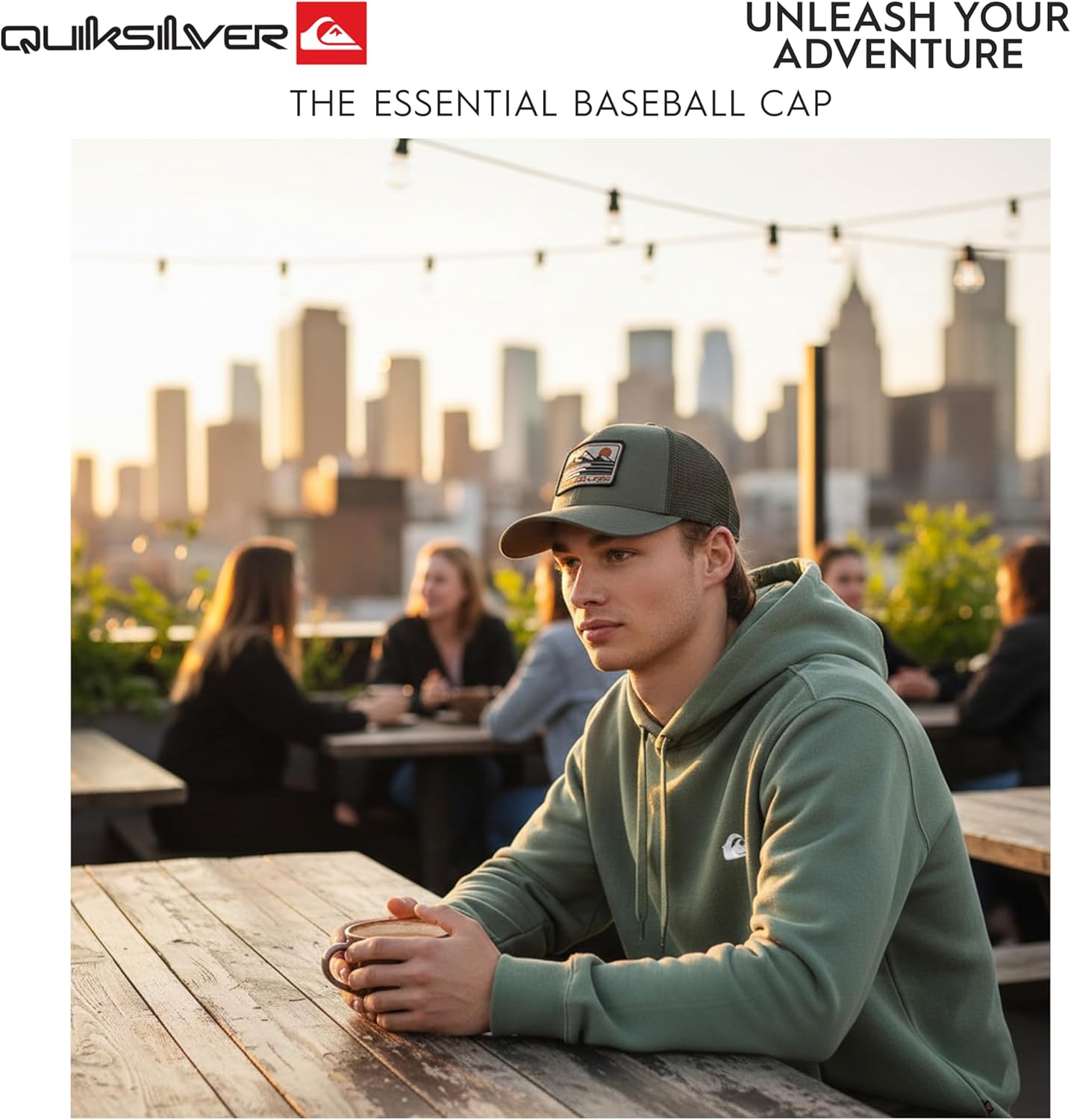 Quiksilver Men's Premium Cotton Adjustable Snap Back Logo Baseball Cap
